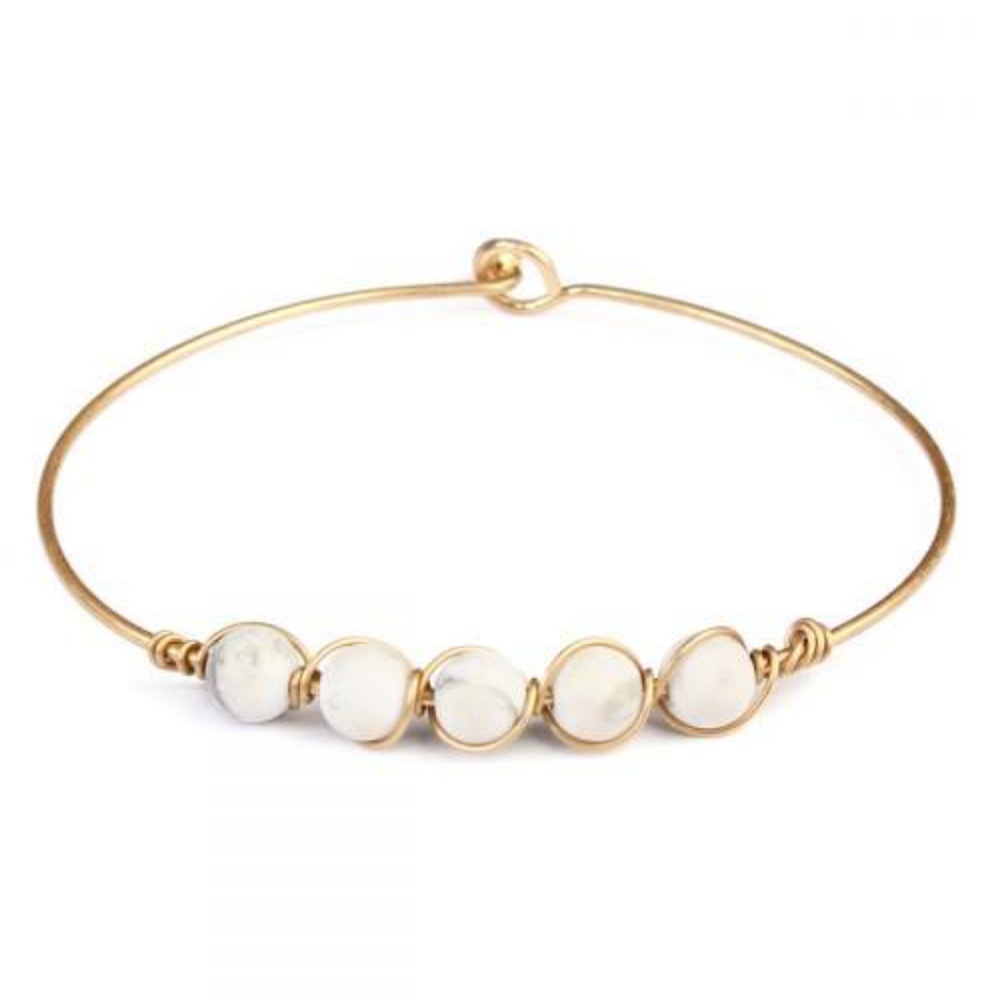 NAMASTE STONE BANGLE BRACELET in WHITE